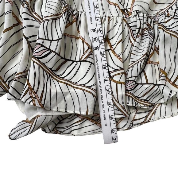 NICHOLAS Leaf Print Mini Dress in Cream and Brown - Picture 6 of 9